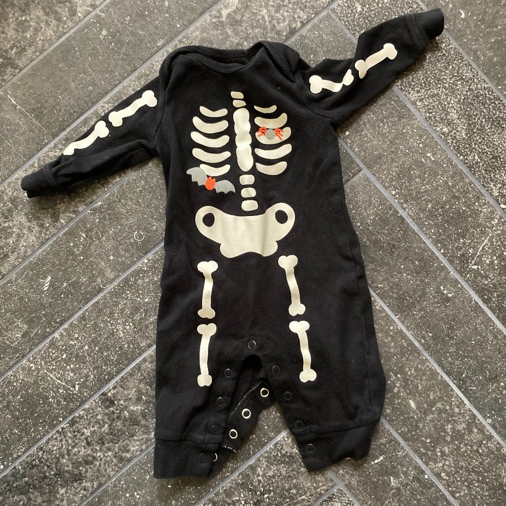 3-6 month skeleton onesie
